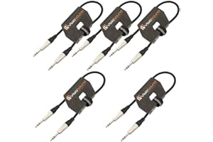 VisioSound 5 x 6.35mm 1/4" Stereo TRS Jack to TRS Jack Lead/Balanced Signal/Audio Patch Cable (Black, 0.5m, Pack of 5)