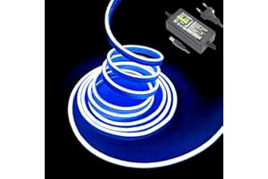 Balabaxer Barre lumineuse LED néon, 5 m 12 V DC 600 SMD2835 LED étanche pour décoration intérieure et extérieure (avec adaptateur secteur) (5M, blue)