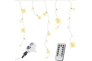 VOLTRONIC Eisregen Lichterkette, innen und außen, IP44, Größen- und Farbwahl, 600 LEDs, warmweiß, Fernbedienung