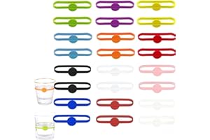 CYBGQP 24 Stück Glasmarkierer,Glas Markierung Trinkgläser, Gläser Markieren, Maßkrugband, Glasmarkierer Silikon Maßkrug Markierung für Weinglas Flasche Cup Trinkglas Cocktail Bar Party Dekoration