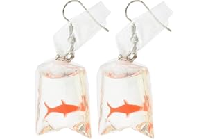 Amosfun Funny Fish in Bag Earrings Resin Personality Goldfish Water Bag Dangle Earrings Dangle Hook Earrings Charm Gift for Girls Women