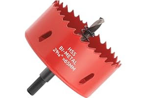 GARHWAL HSS M42 Bi-Metal 65 mm otwornica z adapterem i wiertłem centrującym, idealna do drewna, tworzywa sztucznego, płyt kartonowo-gipsowych, sklejki i metalu, głębokość cięcia do 32 mm