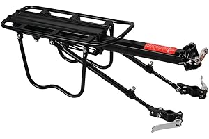 ROCKBROS Porte Bagages Vélo Arrière VTT Fixation Tige de Selle, Transporteur avec Reflecteur et Garde-Boue, Universel Installation Rapide Noir