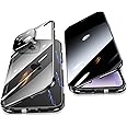 Jonwelsy Anti Peeping Case for iPhone 14 Plus (6.7"), 360 Degree Front and Back Privacy Tempered Glass Cover, Anti SPY Screen, Anti Peep Magnetic Adsorption Metal Bumper for iPhone 14 Plus (Black)