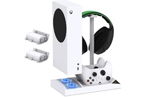 FYOUNG Supporto per ventola di raffreddamento verticale aggiornato per Xbox Series S, sistema ventola di raffreddamento Dual Controller Dock Station con 2 batterie ricaricabili da 1400 mAh