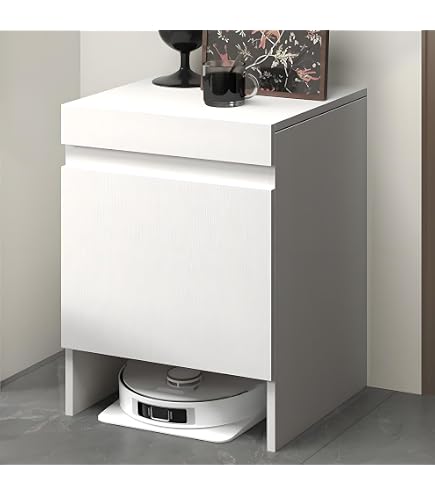 Qmetalart Roboter-Staubsaugerschrank – Stylischer Beistelltisch Mit Versteckter Aufbewahrung Für Shark, Roborock & Mehr