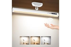 Moslumin luz led armario sensor movimiento, 4000mAh lampara escritorio inalámbricas recargable con magnetica y mando, luces pared bateria sin cable para cocina, baño espejo, estanteria