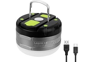 LEPRO LE Rechargeable Camping Light, Tent Light for Camping Hanging, Dimmable 5 Modes, Magnetic Camp Lantern for Tents, Portable Small Camp Accessories, Emergency Lighting for Power Cuts, USB C Cable