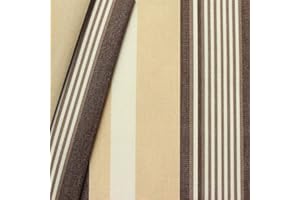 Stoffkontor Outdoor Fabric Awning Fabric with Stripes – Brown/Beige/White – Outdoor Fabric Sold by the Metre Water-Repellent – Sun Protection Fabric Opaque and Colourfast