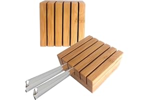 alouweekuky 2 Piezas Organizador Cuchillos Cajon Cocina, Bambú Soporte Cuchillos, Soporte Cuchillo de Carne Porta Cuchillos Pequeño para Organizador de Cajones de Cocina