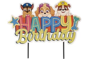 DEKORA Cake Topper Paw Patrol Decorazione per Torta Happy Birthday in Carta