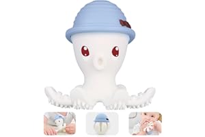 Mombella Pulpo mordedor bebe 3-18 meses, mordedores bebes 6-12 meses, juguetes bebes 9 meses, divertido juguete masticable para niños, fácil de sostener, regalo para recién nacido, azul claro
