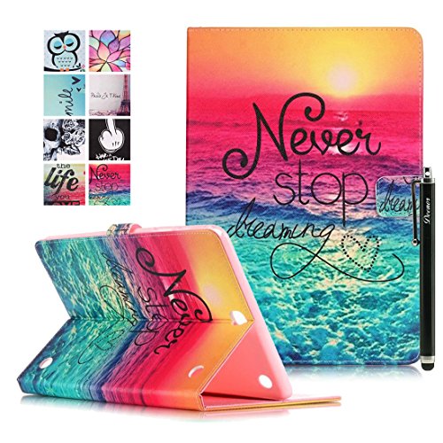Samsung Galaxy Tab A 9.7 SM-T550 Hülle, DEENOR Bunt Malerei und Stilvoll Zeichnung Brieftasche Case Buch-Stil PU Leder Flip Protective Stand Tasche Schutzhülle Hülle für Samsung Galaxy Tab A 9.7 SM-T550. (Green Sea)