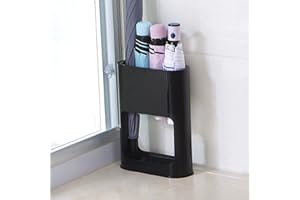 Shalwinn Umbrella Stand Holder with Removable Drip Tray,plastic Umbrella Stand Rack for Long/short Umbrellas Indoor Storage Rack Saving Space Organizer Home Office Decor (Black)