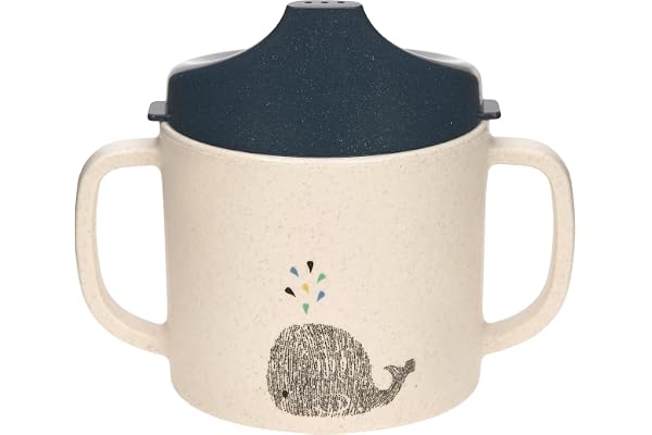 LÄSSIG Polypropylène (PP) Tasse à boire pour enfants avec anse et couvercle amovible 150 ml/Sippy Cup Little Water Whale