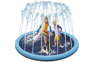KUGGTY Dog Pool Paddling Pool for Pets,Foldable Sprinkle and Splash Water Play Mat,Fun Backyard Fountain Play Mat for Baby Girls Boys Children or Pet Dog (100cm/39.3in)