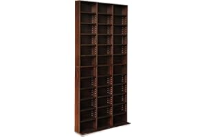 DOTCOM LIVING 528 DVD/1116 CD Adjustable Storage Rack Shelf Book Display Tower Wood Unit Living Room (Espresso)