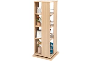 Iris Ohyama, Półka obrotowa Creative 360° / Tower Media Display Rack i 4 półki/Meble obrotowe 360°, Projekt, Powierzchnia biurowa - Revolving Book Shelf - RBS-4S - JasnoBrązowy