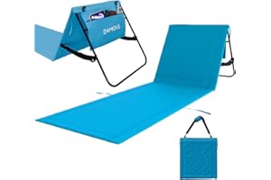 ‎24MOVE 24MOVE® Strandmatte klappbar mit Verstellbarer Rückenlehne, Strandliege faltbar mit Schlaufen, Aufbewahrungstasche, Sonnenliege für Strand Garten, blau