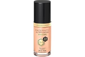 ‎MAX FACTOR Max Factor, Facefinity All Day Flawless podkład korektor, płynny podkład i podkład do twarzy, 3 w 1, formuła wegańska, regulowana pokrywa, utrzymuje się do 30 godzin, SPF20-N45 Warm Almond 30 ml