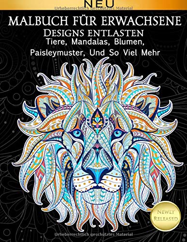 Malbuch Fur Erwachsene Designs Entlasten Tiere, Mandalas, Blumen, Paisleymuster,