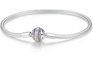 HappyStar Bransoletka ze srebra próby 925 do zawieszek, bransoletka damska, kompatybilna z zawieszkami marki Pandora, prezent na Dzień Matki, prezent dla kobiet, 7,1 pouces/18 cm (pour un poignet de