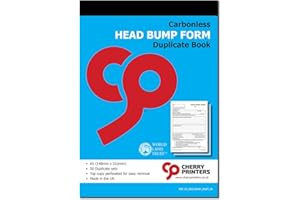 Cherry Printers | Head Bump Form | Duplicate Book | A5 Carbonless Incident Record for Schools | 50 Sets with Perforated Top Copy | Ideal for Recording Accidents