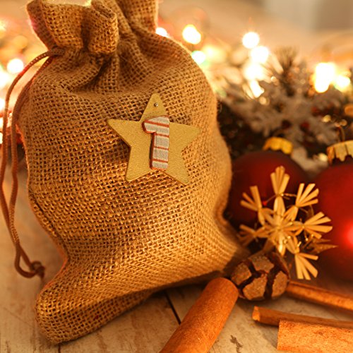 24er Set Jutesäckchen für Adventskalender, Jutebeutel, Stoffbeutel, Natur Säckchen, Geschenksäckchen, Sack, Beutel, Farbe Hellbraun – Marke Ganzoo - 2