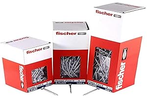 fischer - Vis PowerFast FPF II CTP 5,0x80 à Tête fraisée, empreinte TX, zingué blanc, filetage partiel - Boîte de 100 Gris