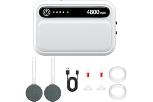 Rechargeable Aquarium Air Pump – Portable Quiet Oxygen Bubbler Aerator for Fish Tank & Bait Bucket, Long Runtime for Outdoor Fishing, Power Outage & Emergency Use