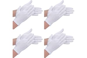 ASFWAGQ Kinder weiße Baumwollhandschuhe Halloween Kostüm Handschuhe Weiche Weiße Stoffhandschuhe Handgelenk Handschuhe für Kinder Jungen Mädchen Kostüm Verkleidung Cosplay Uniform (4, stück)