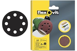 Flexovit 63642526387 Discos Velgrip Para Máquinas Roto-Orbitales, A203, 125 mm Diámetro, Grueso Grano, 50 Tamaño Grano, Set de 6
