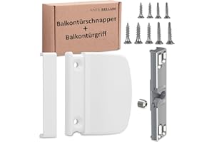 Ante bellum Maniglia per porta del balcone e porta del balcone, set con maniglia per porta esterna e chiudiporta del balcone, viti incluse (RAL 9016)