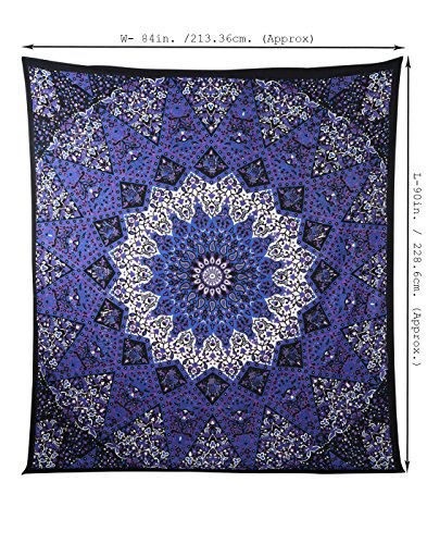 geschenke Tapisserie indische ethnisch 88×82 Deko Schwarz Wandteppich Baumwolle Wall Hanging Floral Gedruckt Von Rajrang - 4