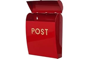 Assorted Collections Red Post Box Wall Mounted Letterbox with Easy Access No Lock for Outdoor Use - Weatherproof And Durable Mailbox Easy Installation, Strong Construction (Large)