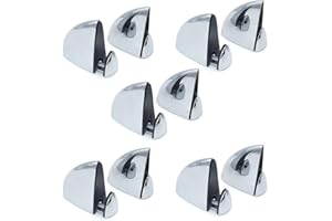 10er-Set NUZAMAS-Glasklemmen, Holz- / Glasbodenträger, Holzhalter mit Glashalterung, Clip in Fischmundform, einstellbare Klemmstärke 3-18 mm, verchromte Zinklegierung