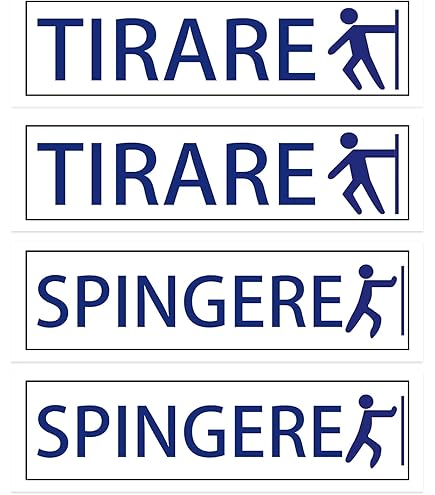 Etichette Adesive EVM 'SPINGERE', 'TIRARE', 'PRIVATO' - PVC Morbido, 15x4 Cm, 3 Pezzi, Per Porte