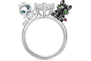 GNOCE How to Train Your Dragon Bague Krokmou & Furie Éclair En Argent Sterling Bijoux Cadeau pour Femmes Filles Fille