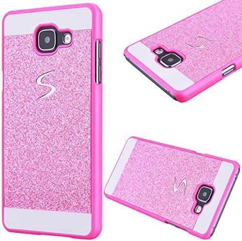 GrandEver Hard PC Case for Samsung Galaxy A3 2016 A310 Rigid Glitter Back Cover Solid Color Bling Shiny Sparkle Design Galaxy A3 2016 High Quality Plastic Shell Shockproof Tough Case Cover Flexible Cell Phone Hull for Samsung Galaxy A3 (2016) --- Pink