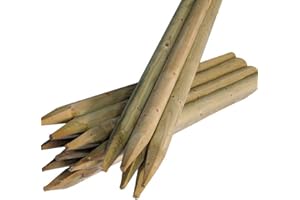 F&G Supplies pack of 10 x 1.2m (4ft) x 50mm Machined Round Wooden Treated Fence Posts Stakes Wood Fencing