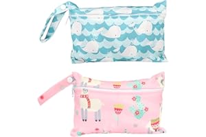 WOYOUS wasserdichte Nasstaschen Kleine Wetbag Set 4 Stück Wiederverwendbar Wetbag mit Reißverschluss Aufbewahrungstasche for Damenbinden, Slipeinlagen, Stilleinlagen, Babys Windeln oder Badekleidung