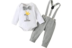 Borlai Bébé Garçon Ensemble Costume Gentleman Ensemble de vêtements à manches à nœud à nœud papillon à manches courtes