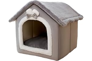 SEOUGEE Dog House, Portable Cat Kennel Bed Indoor with Removable Cushion, 3 In 1 Washable Pets Bed Cave, Removable and Foldable Non-Slip Warm for indoor Pets Puppy Kitten Rabbit