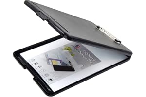 OFFIDIX A4 Slim Presse-papiers Dossier Conférence Plastique Dossier Presse-papiers Support De Papier Clip De Rangement Conseil Idéal pour L'école Maison et Bureau Utilisation Plier Sur Presse-pap Noir