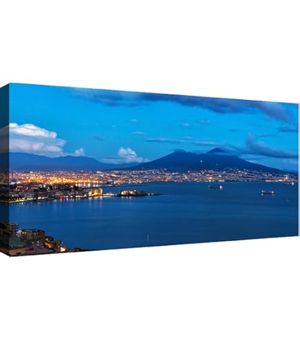 Quadro Su Tela Napoli E Vesuvio - Tramonto, 170x80 Cm, 5 Pannelli - Foto 10