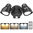 ALUSSO LED Security Light Outdoor with Motion Sensor, Remote Control 25W PIR Floodlight IP65 Waterproof, Dask to Dawn Flood Light 3000K-6500K Adjustable, Dimmable Wall Light for Garden Yard Garage