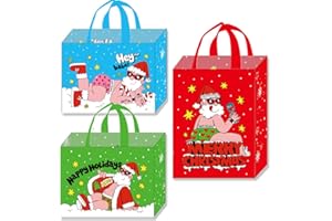 YOOYEH Christmas Tote Bags, 3 Naughty Santa Reusable Grocery Bag Tote Bag Gift with Handle Gift Present Bag Shopping Bag