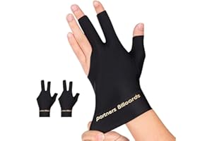 DILUSILK 2 pcs Anti Slip Billiard Glove 3 Fingers Show Gloves Left Hand Snooker Glove Billiard Accessories Fits on Left Hand for Men Women