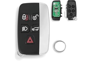 GLOUVDEYZ 433MHZ For Land Rover Discovery 4 Evoque 5 Buttons Remote Car Key Fob with PCF7945 Chip Fccid: KOBJTF10A Key Ring