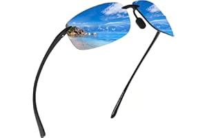 Jim Halo Polarized Sunglasses Men TR90 Rimless Frame, Sports Wrap Around Sunglasses for Running Baseball Fishing Cycling Driving